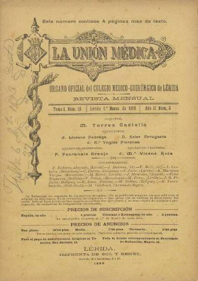 UNI&Oacute;N M&Eacute;DICA, LA, #3, 1/3/1896 [Issue]